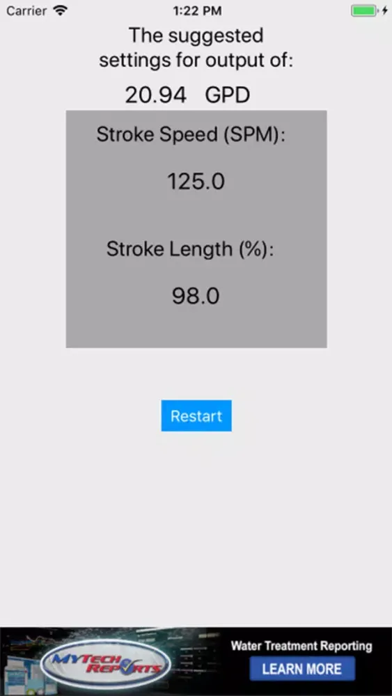 Pump Output Calculator Screenshots