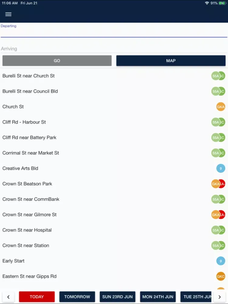 Tangkapan layar UOW Shuttle – Timetables & GPS iPad 