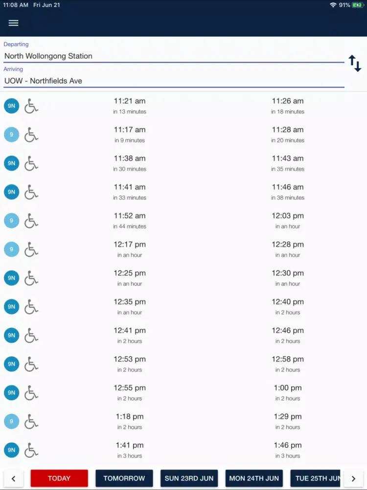 Tangkapan layar UOW Shuttle – Timetables & GPS iPad 