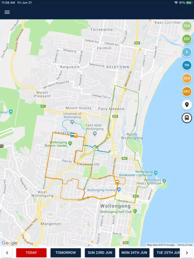 Tangkapan layar UOW Shuttle – Timetables & GPS iPad 