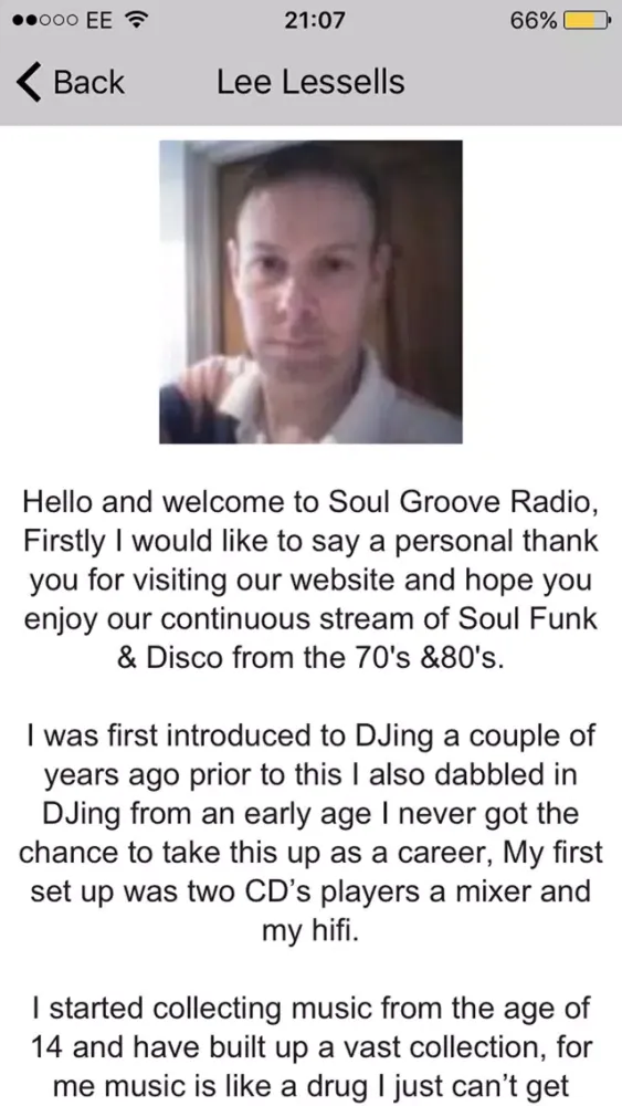 Capturas de tela do Soul Groove Radio