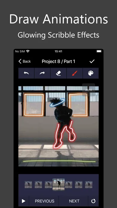 Tangkapan layar Scribble Video Editor: Neon FX