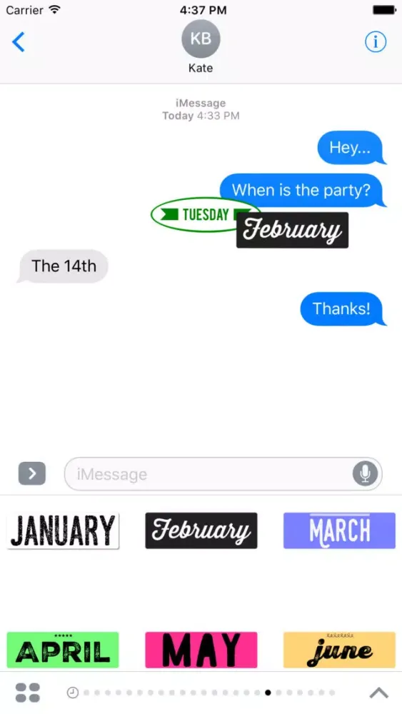 DayCals: Days & Months Calendar Stickers স্ক্রিনশট