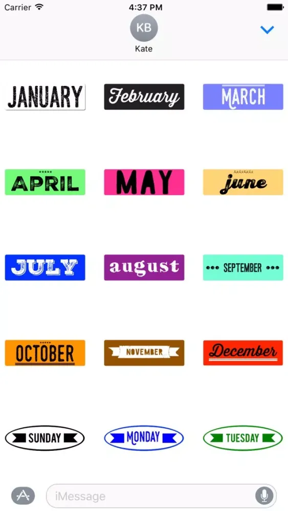 DayCals: Days & Months Calendar Stickers স্ক্রিনশট