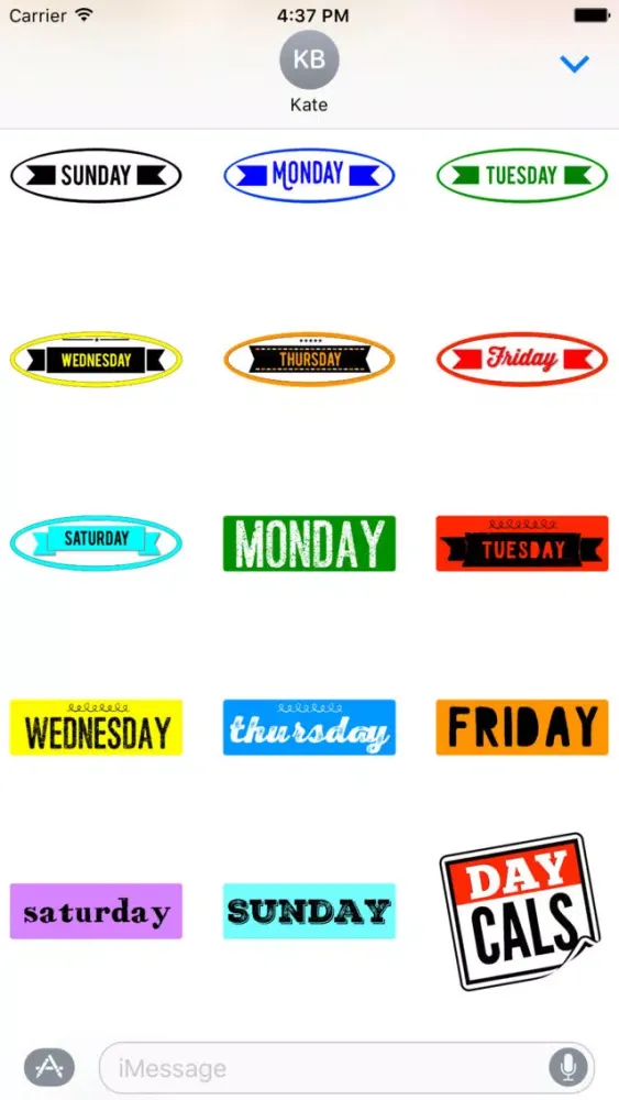 DayCals: Days & Months Calendar Stickers স্ক্রিনশট
