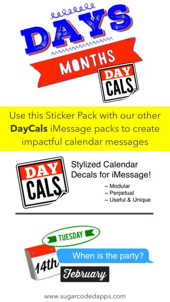 DayCals: Days & Months Calendar Stickers স্ক্রিনশট