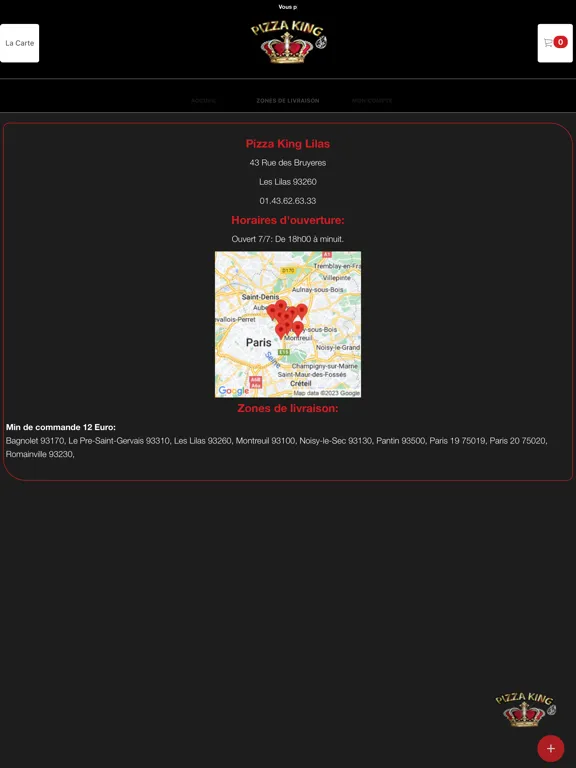 Pizza King Lilas iPad  स्क्रीनशॉट