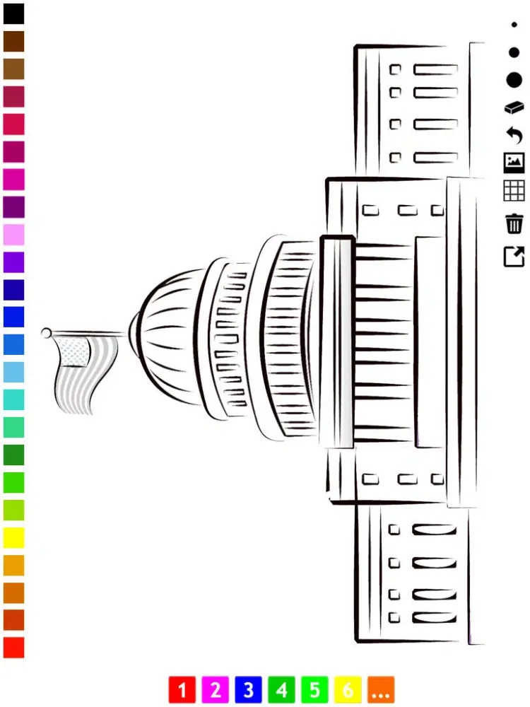 Capturas de tela do A Coloring Book for Children: Learn to color icons of the United States of America iPad 