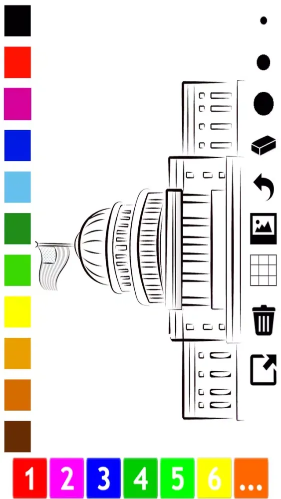 Capturas de tela do A Coloring Book for Children: Learn to color icons of the United States of America