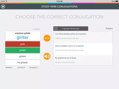 Captures d'écran de Spanish Verb Coach - Learn Subject Pronouns and Practice Verb Conjugations iPad 
