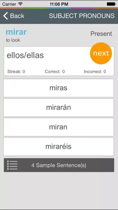 Captures d'écran de Spanish Verb Coach - Learn Subject Pronouns and Practice Verb Conjugations