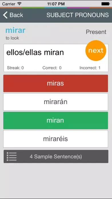 Captures d'écran de Spanish Verb Coach - Learn Subject Pronouns and Practice Verb Conjugations
