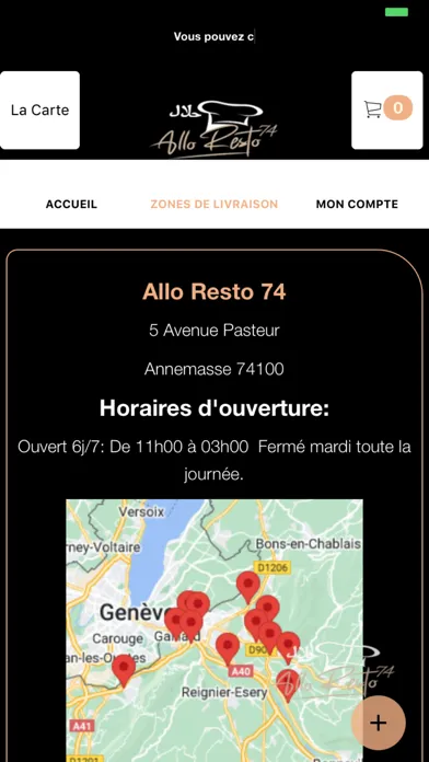 Captures d'écran de Allo Resto 74