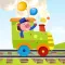 A Find the Shadow Game for Children: Learn and Play with Animals Boarding a Train