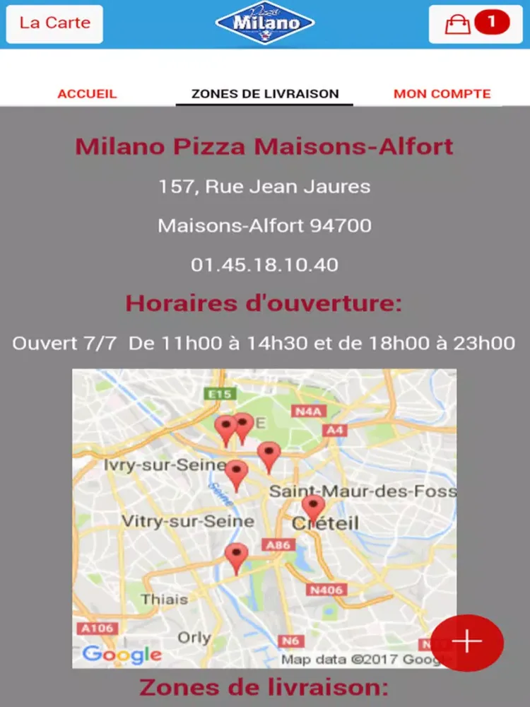 Ảnh chụp màn hình của Milano Pizza Maisons-Alfort iPad 