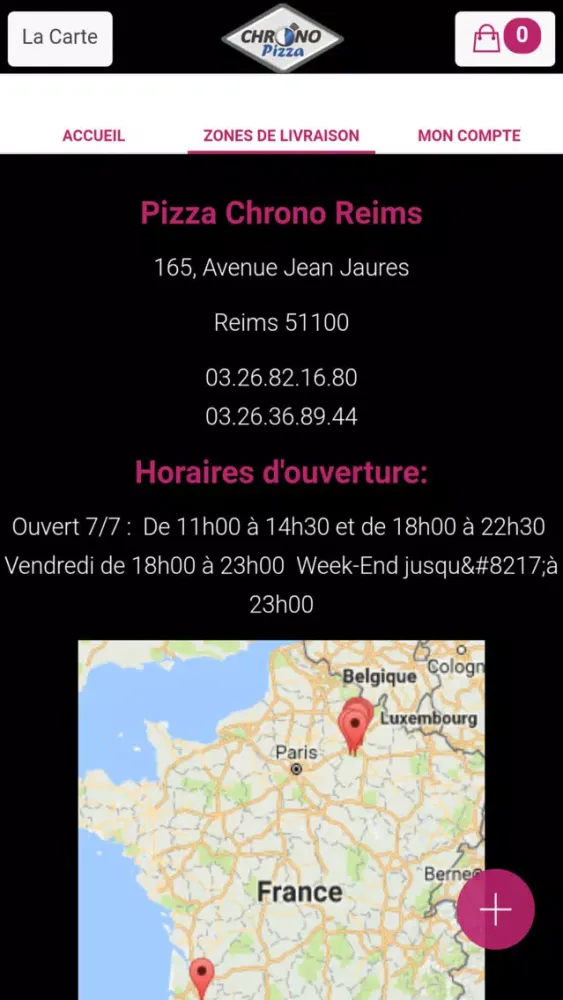 Zrzuty ekranu Pizza Chrono Reims