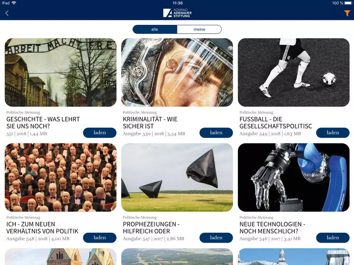 Tangkapan layar Konrad-Adenauer-Stiftung iPad 