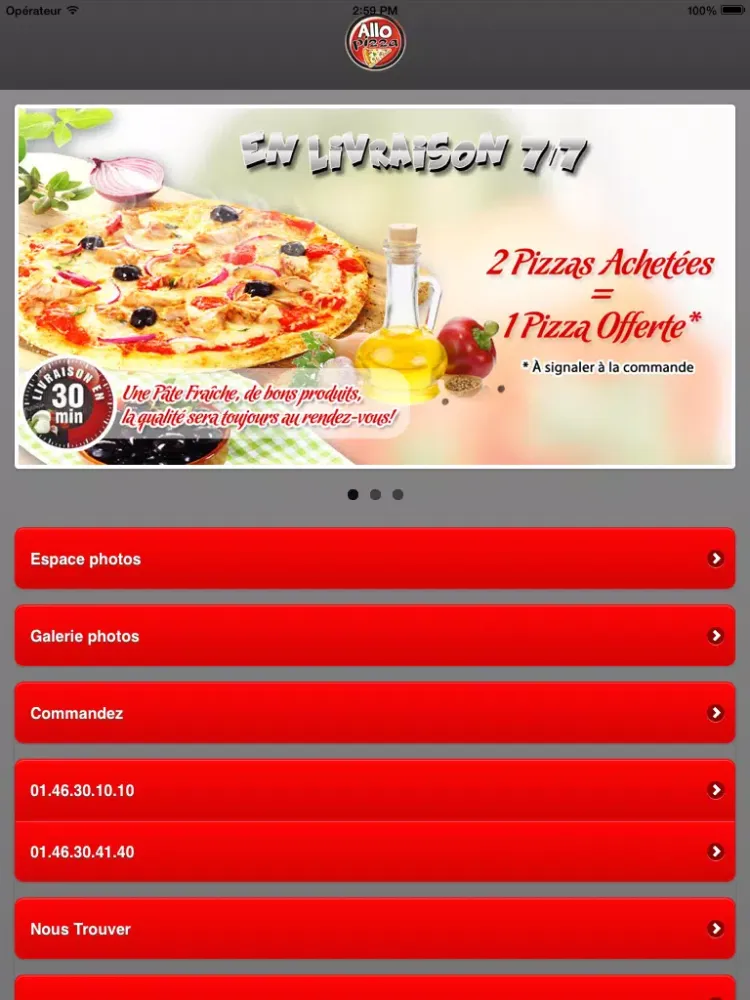 Ảnh chụp màn hình của Allo Pizza 92 iPad 