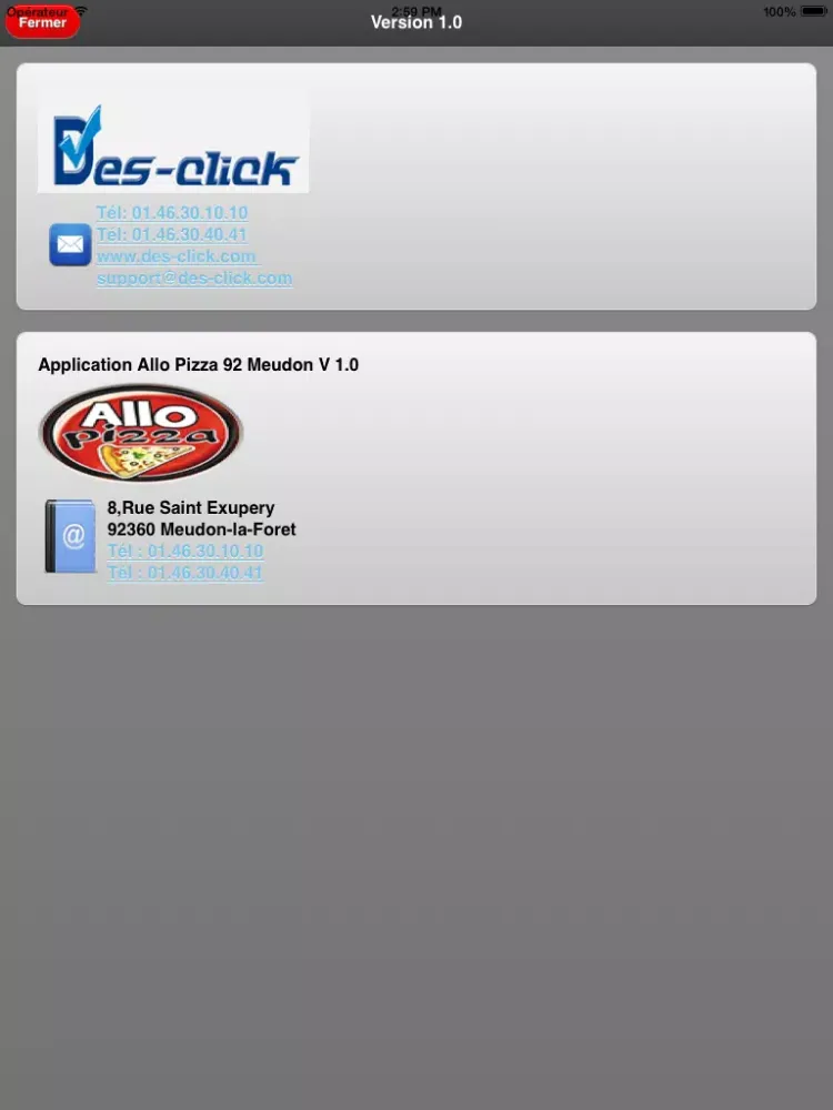 Ảnh chụp màn hình của Allo Pizza 92 iPad 