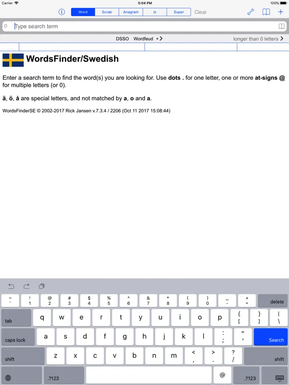 Svenska  Words Finder PRO iPad  স্ক্রিনশট
