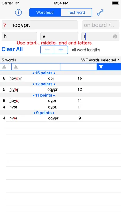 Screenshot di Dansk Words Finder Wordfeud