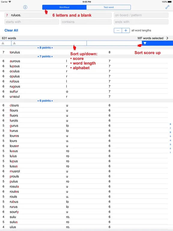 Tangkapan skrin Words Finder Wordfeud/SOWPODS iPad 