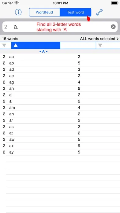 Tangkapan skrin Words Finder Wordfeud/SOWPODS