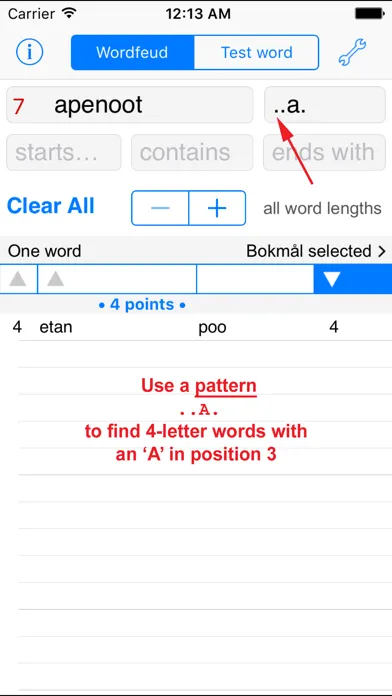 Capturas de tela do Norsk Wordfeud Words Finder