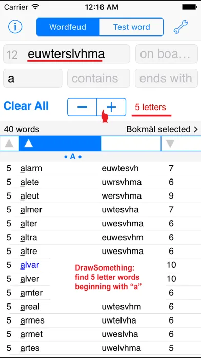 Capturas de tela do Norsk Wordfeud Words Finder