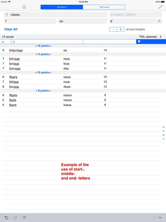 Words Finder Wordfeud/TWL iPad  스크린샷