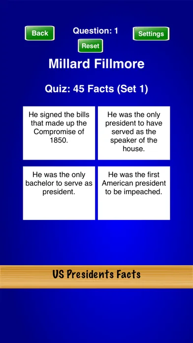 Zrzuty ekranu US Presidents Facts