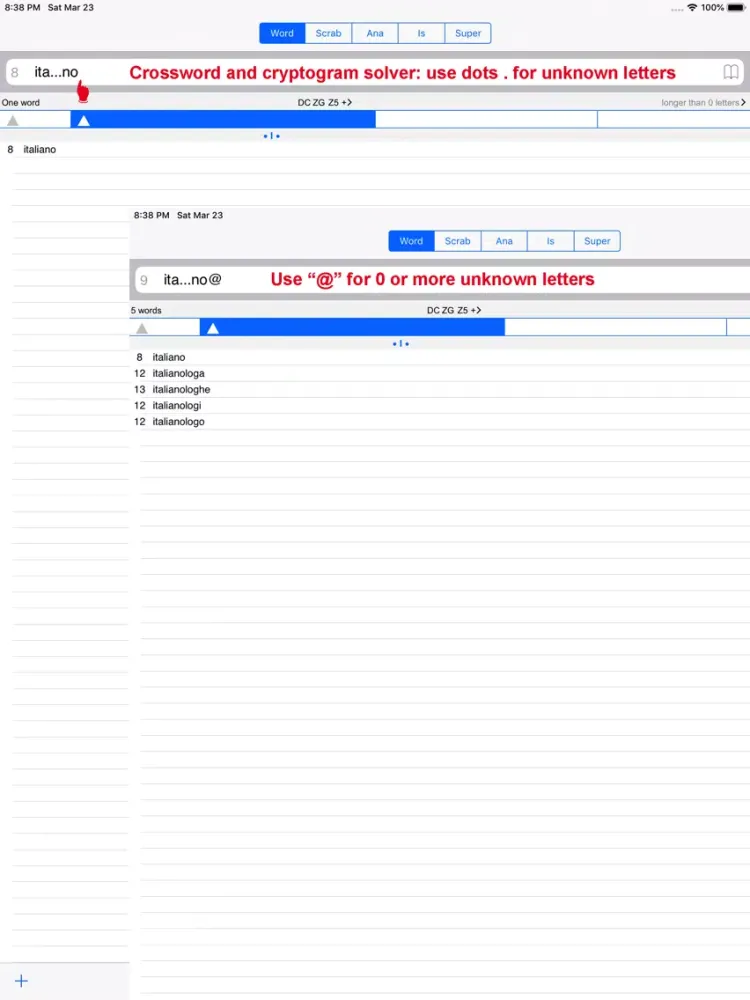 WordsFinder Italiano PRO iPad 应用截图