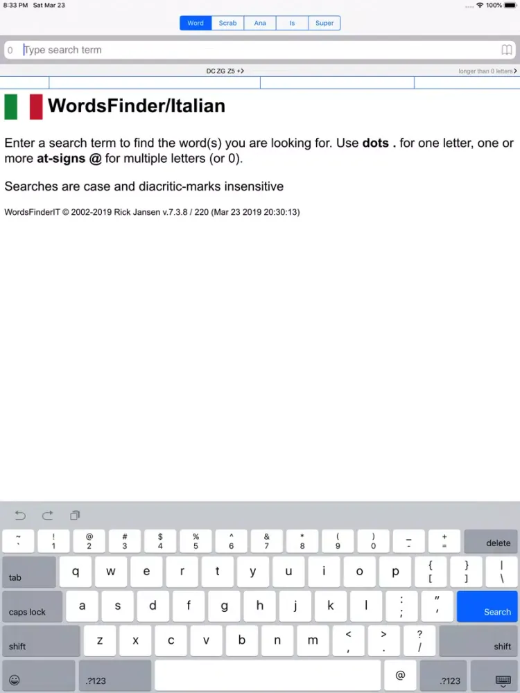 WordsFinder Italiano PRO iPad 应用截图