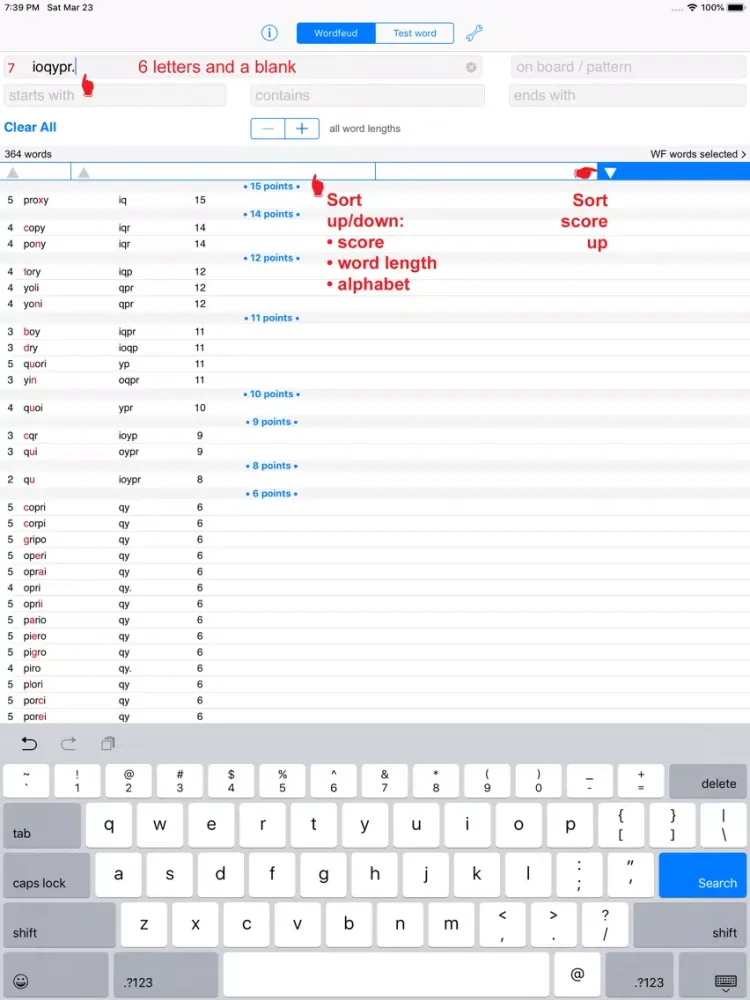 Capturas de tela do WordsFinder Wordfeud Italiano iPad 
