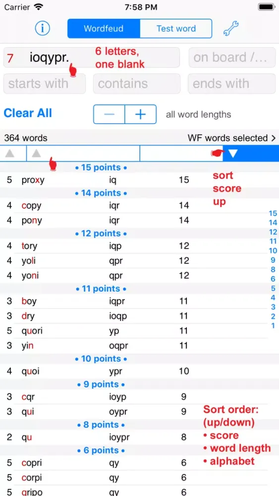 Capturas de tela do WordsFinder Wordfeud Italiano