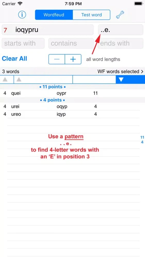Capturas de tela do WordsFinder Wordfeud Italiano