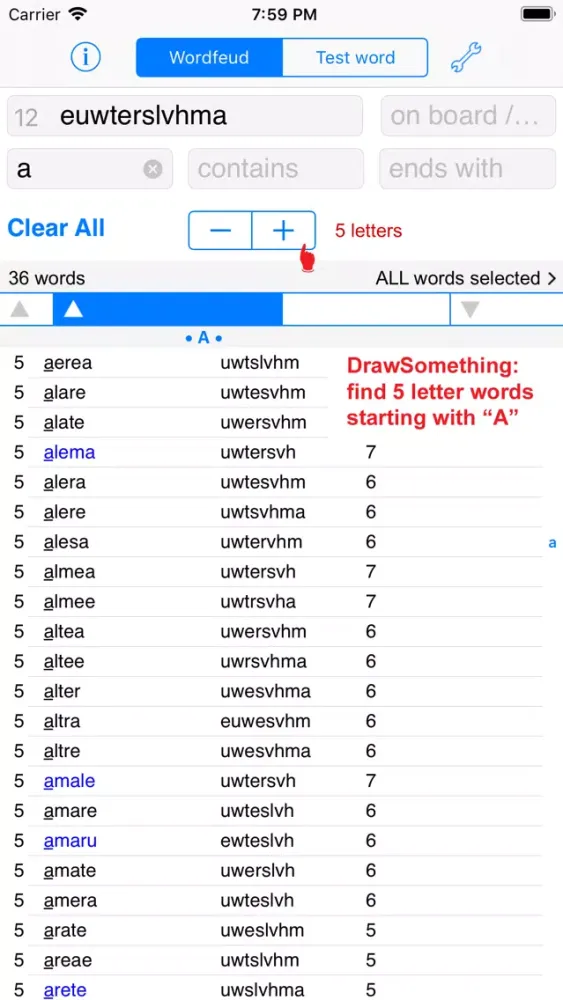 Capturas de tela do WordsFinder Wordfeud Italiano