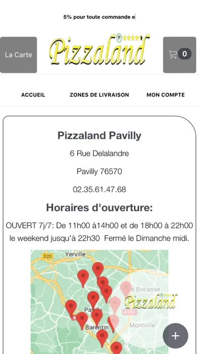Tangkapan skrin Pizzaland Pavilly