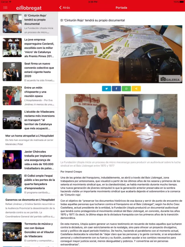 Capturas de tela do El Llobregat iPad 