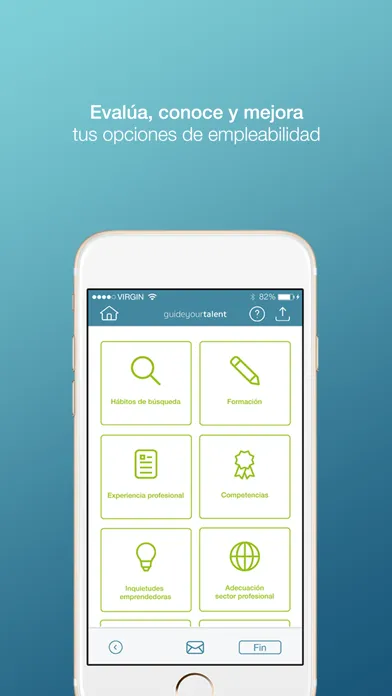 Скриншоты Guide Your Talent test para evaluar y mejorar tu empleabilidad.