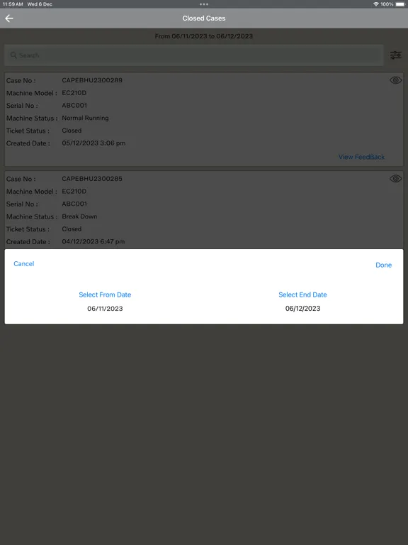 Capturas de pantalla de Volvo Machine Helpdesk iPad 