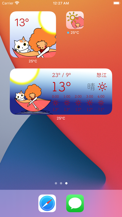 Ảnh chụp màn hình của 25度C气象娃娃小部件 - 最可爱的天气预报&生活