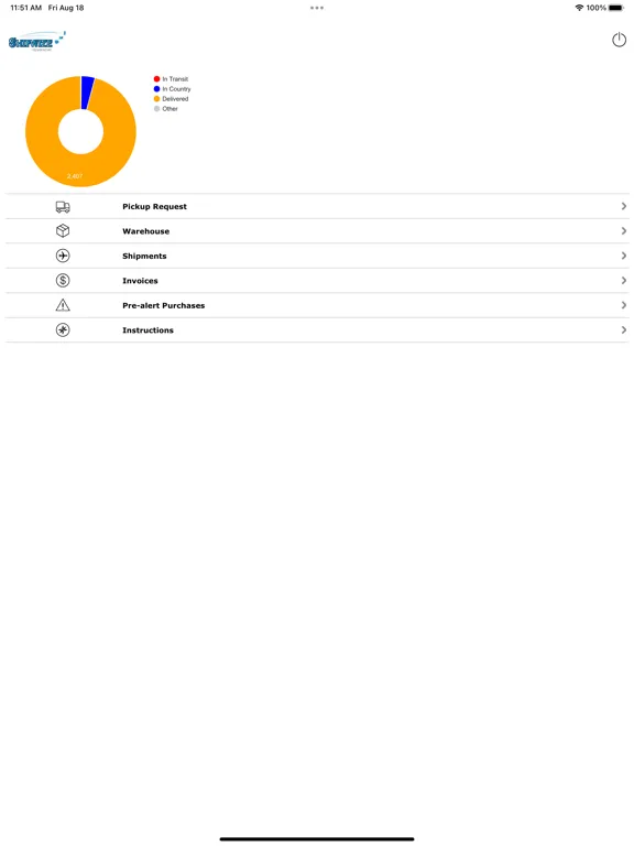 Tangkapan skrin Shipwize Services iPad 