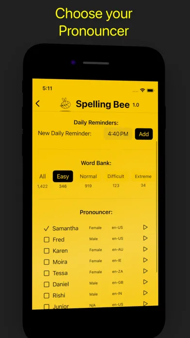 Captures d'écran de Spelling Bee App: Today's Game