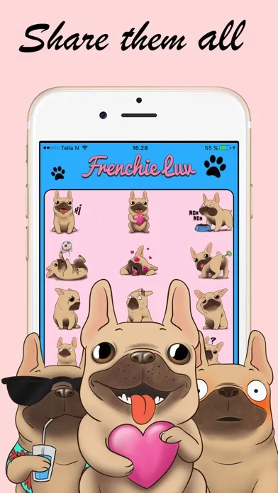 Ảnh chụp màn hình của Frenchie Luv - French Bulldog Emojis