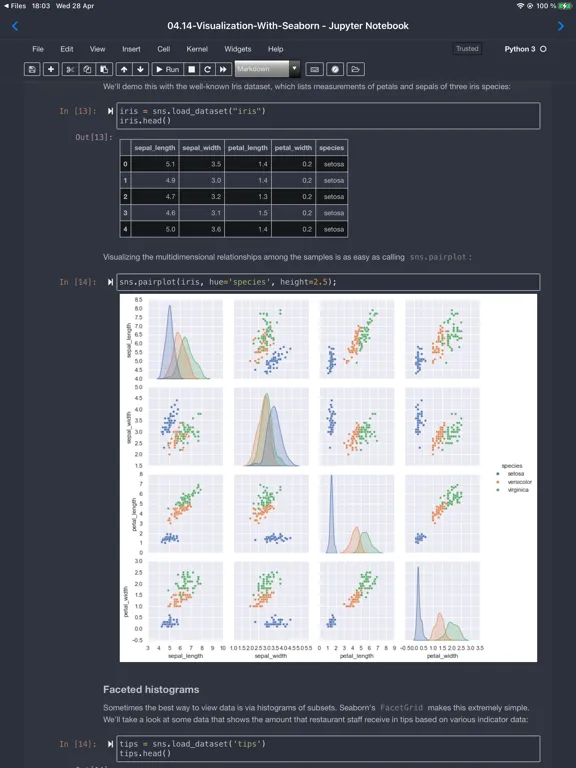 Carnets - Jupyter (with scipy) iPad  Screenshots
