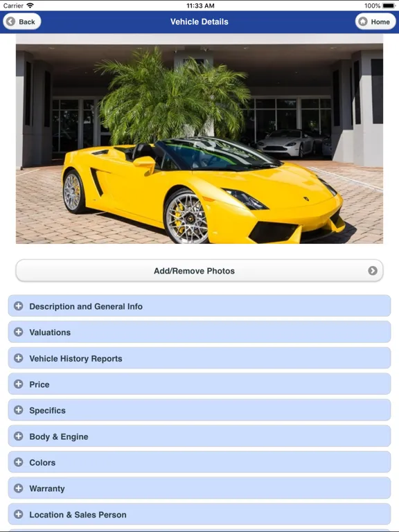 Tangkapan layar AutoManager Mobile iPad 