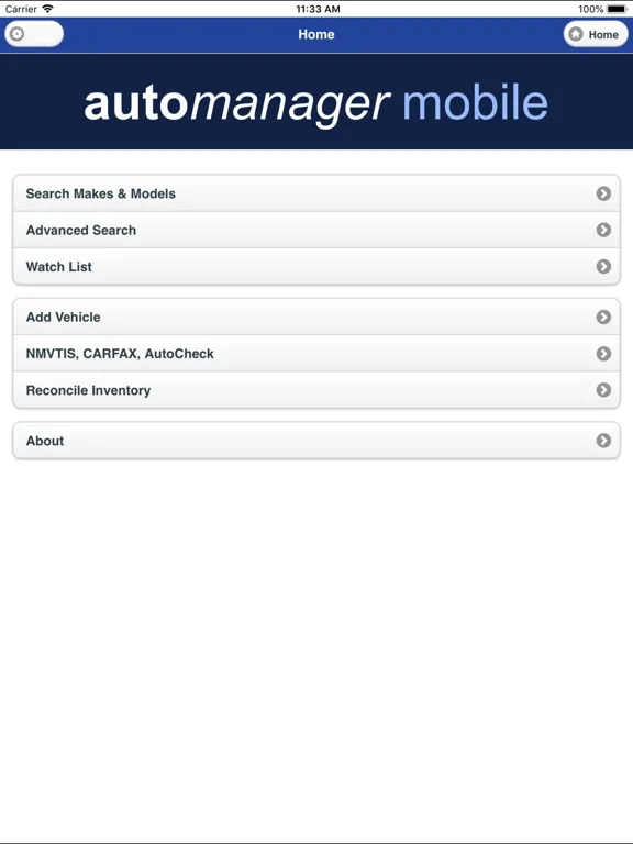 Tangkapan layar AutoManager Mobile iPad 
