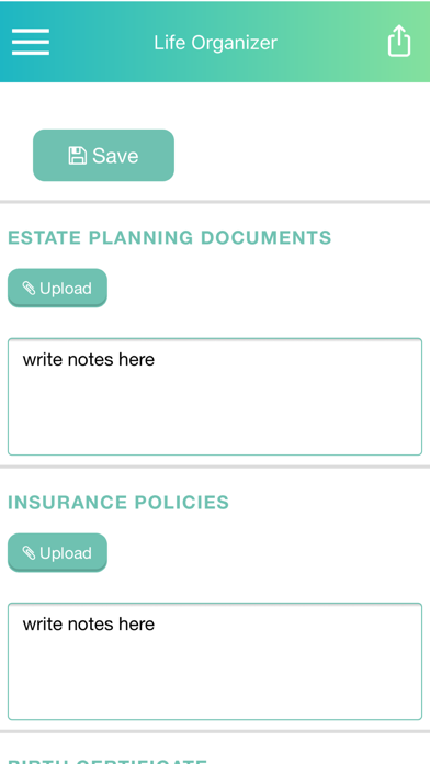 Life Organizer & Estate Plan Ekran Görüntüleri
