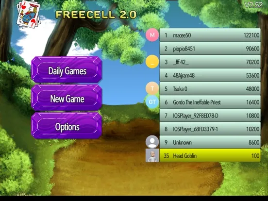 Tangkapan layar FreeCell 2.0 iPad 